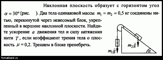 Наклонная плоскость составляет с горизонтом угол