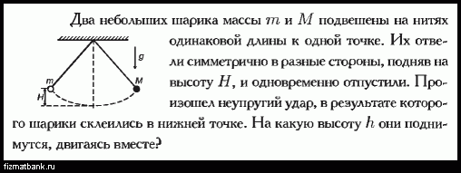 На двух нитях одинаковой длины подвешены