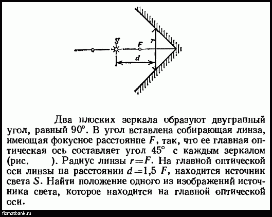 Два плоских зеркала расположены под углом 90 друг к другу перпендикулярно плоскости рисунка луч