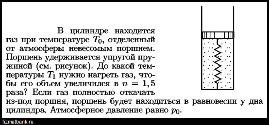 В цилиндре под поршнем находится газ