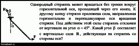 Горизонтальный тонкий однородный стержень