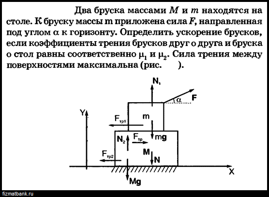 Ускорение бруска м с