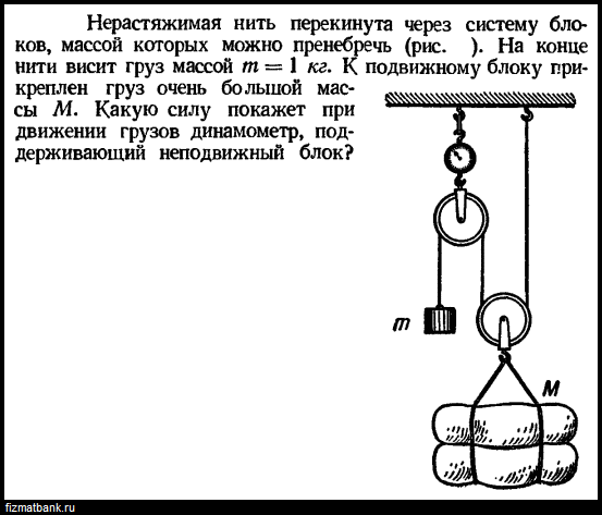 На нити перекинутой неподвижный блок