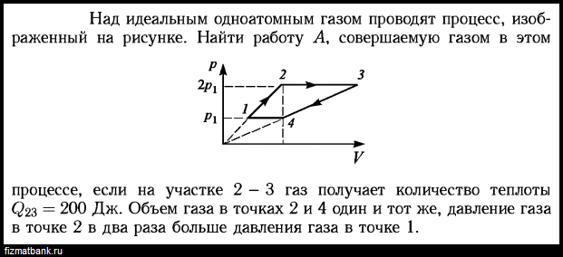 В тепловой машине один моль идеального одноатомного газа совершает процесс изображенный на рисунке 1