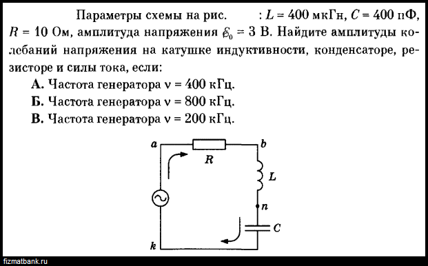 Амплитуда напряжения на катушке