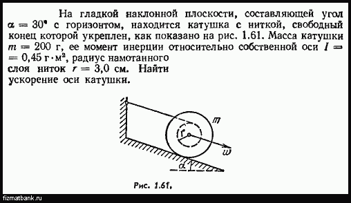 С наклонной плоскости составляющей угол