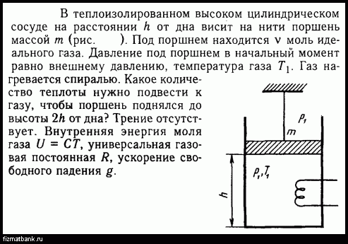 В цилиндре под поршнем находится газообразное вещество массой m цилиндр стали охлаждать на рисунке