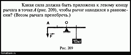 Конца рычага находящегося в равновесии