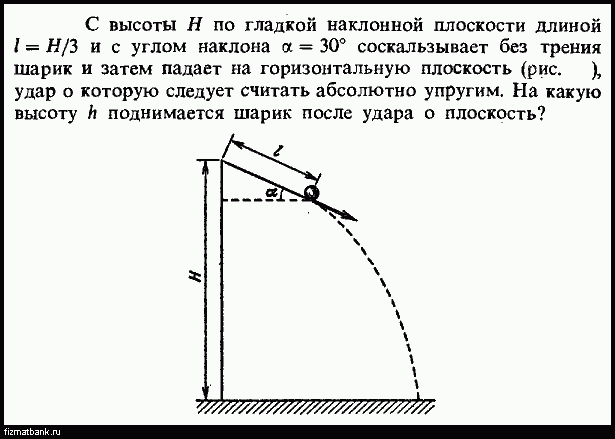 На наклонной плоскости с углом наклона 30