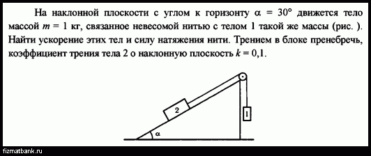 Невесомый блок трения нет найти ускорение