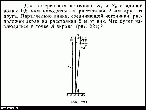 На рисунке изображены два когерентных источника света s1 и s2 излучающих плоские волны длиной волны