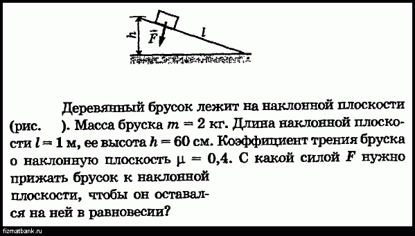 Брусок покоится на наклонной плоскости