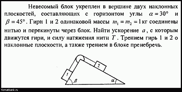 На наклонной плоскости с углом 30