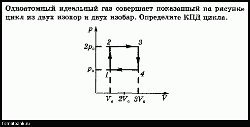 Одноатомный идеальный газ совершает циклический процесс показанный на рисунке