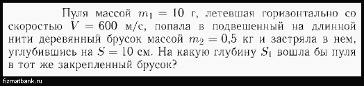 Пуля массой 10 г летящая горизонтально