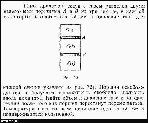 В вертикально расположенном цилиндре под невесомым поршнем находится газ расстояние от поршня до дна